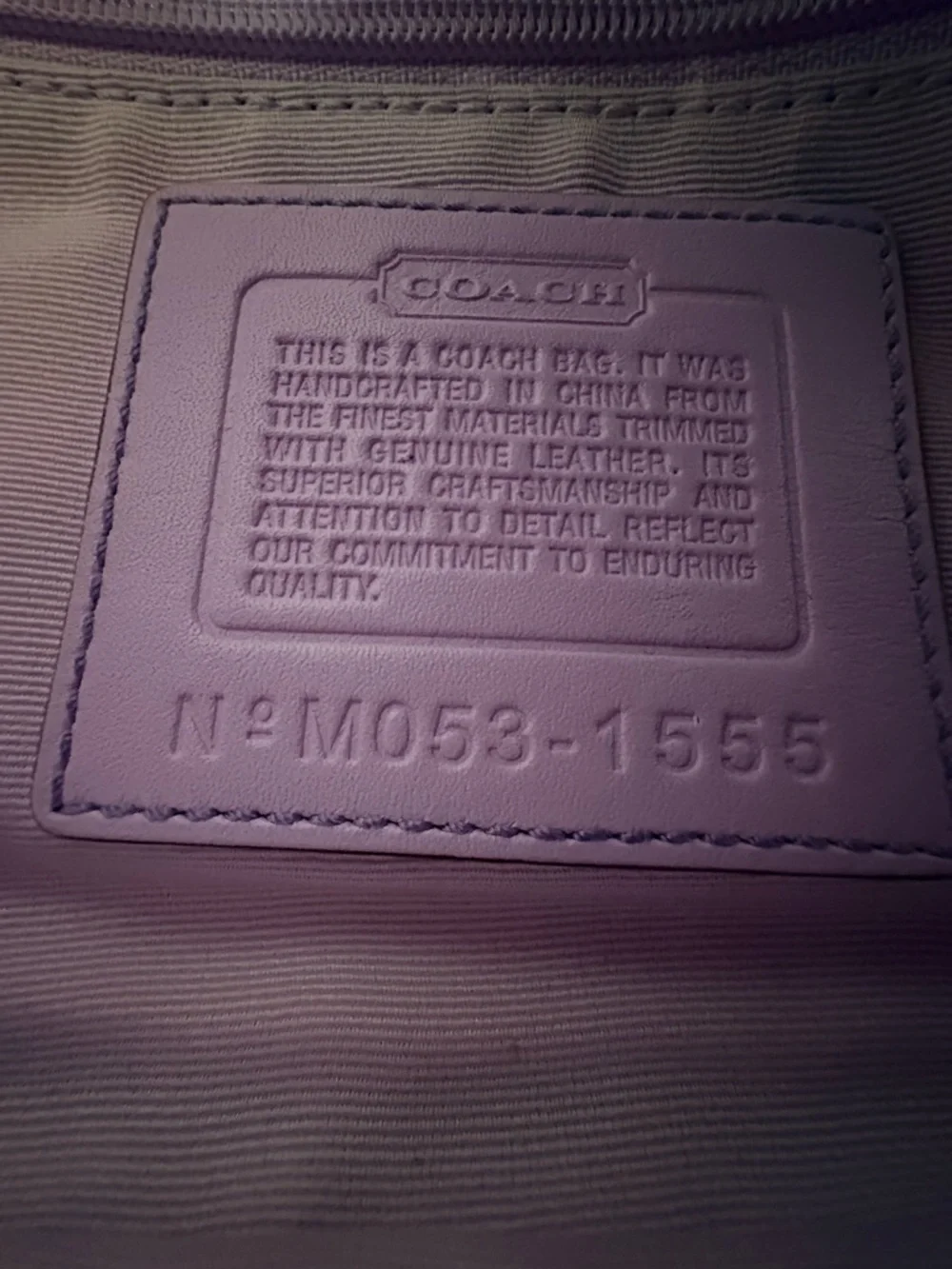 Coach Lavender Signature Jacquard Shoulder Bag with Tan Trim - Picture 4 of 4